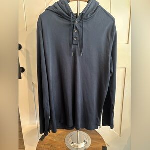 Robert Barakett Georgia Henley Hoodie Navy Blue Size Large Soft